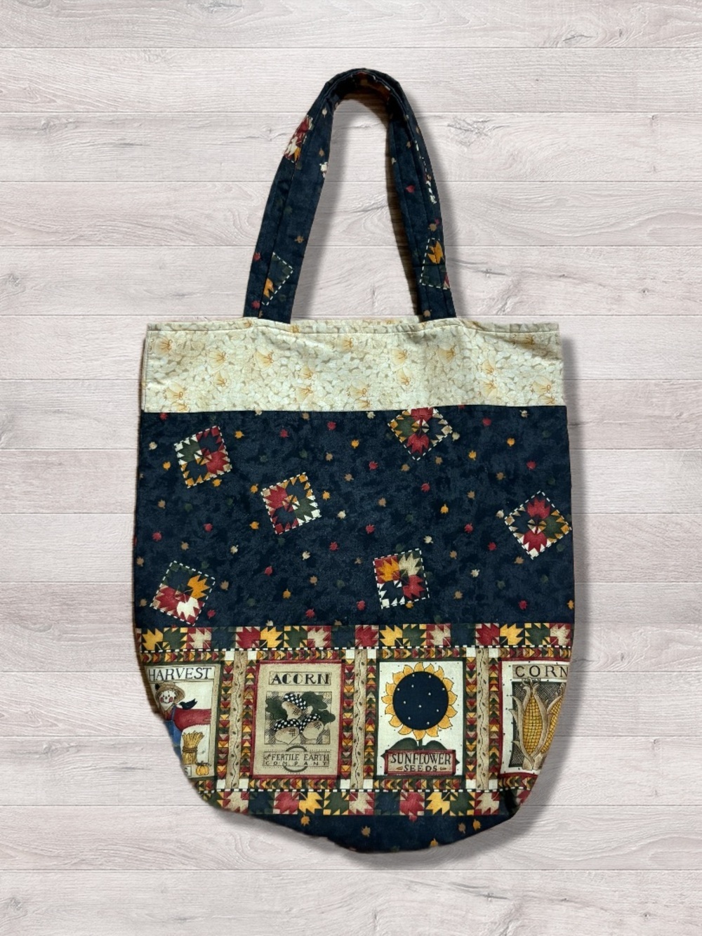 Vintage Handmade Fall Autumn Harvest Gardening Tote Bag Purse